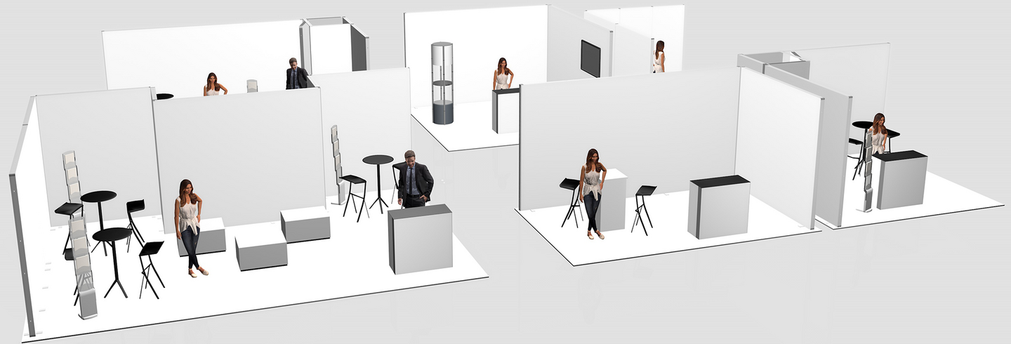 Visualización 3D de stands de exposición